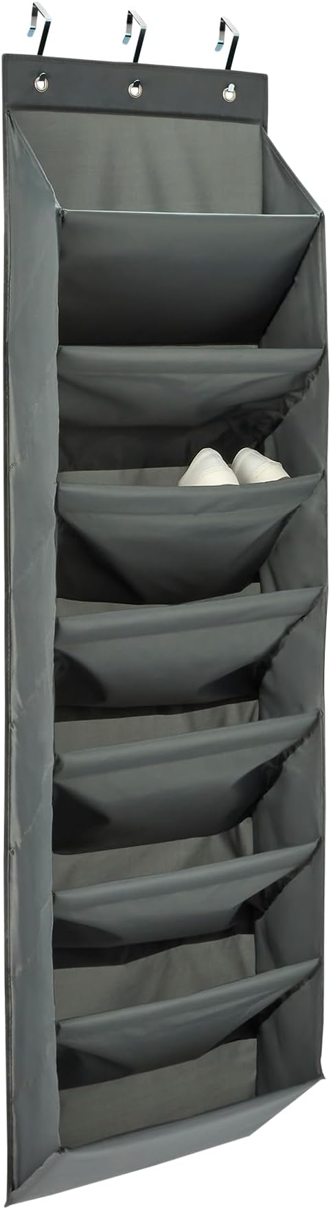 Amazon Basics 8 Tier Over the Door Shoe Organizer, Large Capacity Space Saving Hanging Shoe Storage for Closet and Dorm, Dark Grey by AmazonBasics