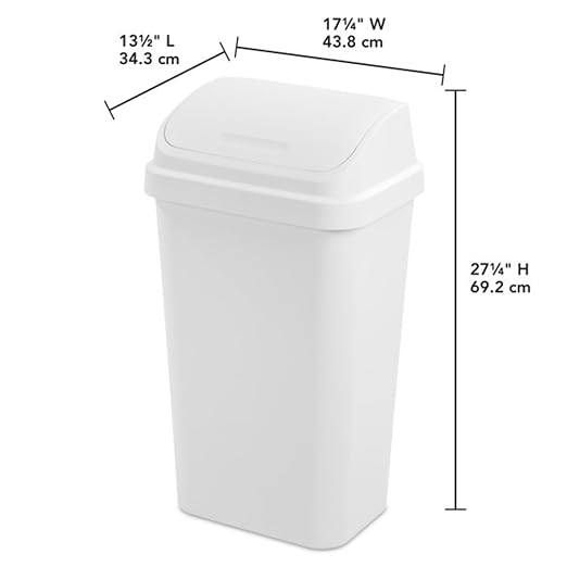 Sterilite 4-Pack Swing Top Wastebasket, Sleek Square Profile Trash Can, 13 Gallon, White - Modern Garbage Bin for Kitchen, Bathroom, Garage and Workspace, Fits 13 Gal Liners - Image 3