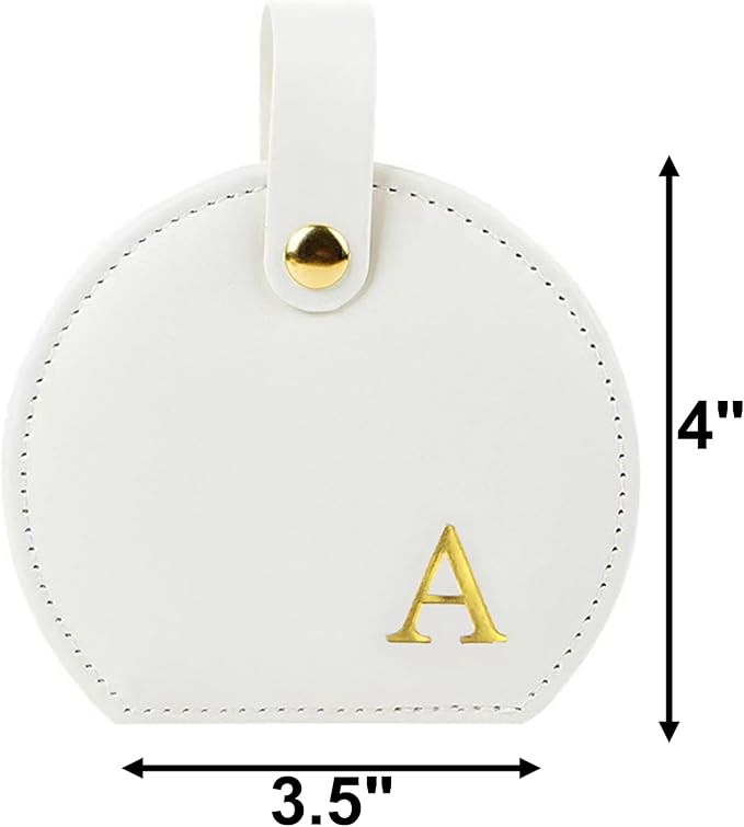 Travel Jewelry Case,Personalized Jewelry Box,Elegant Half-Moon Design with Personalized Golden Initial Case,Personalized Gifts for Women,Jewelry organizer;Personalized Gifts for Women or Friends(A) - Image 2