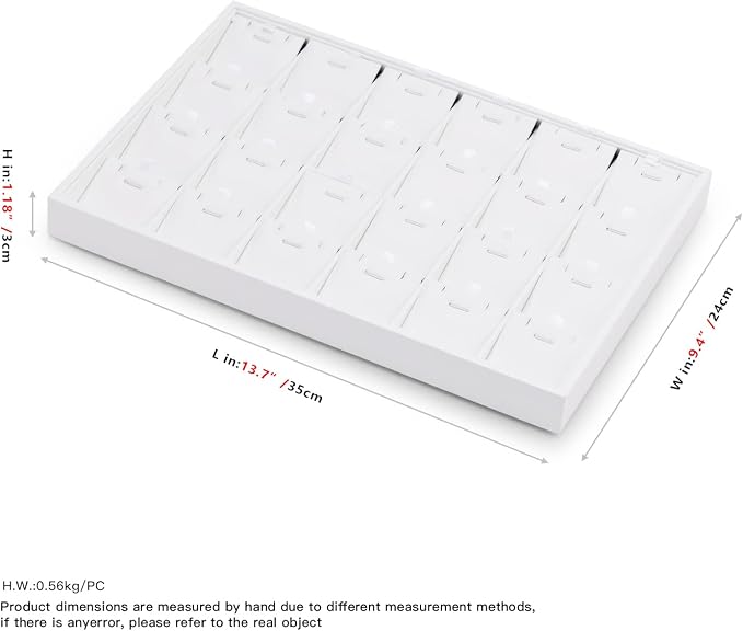 Oirlv Premium White Leather Stackable Jewelry Tray 24 Grid Jewelry Organizer Tray with Removable Inserts Cards Necklace Display Holder - Image 9