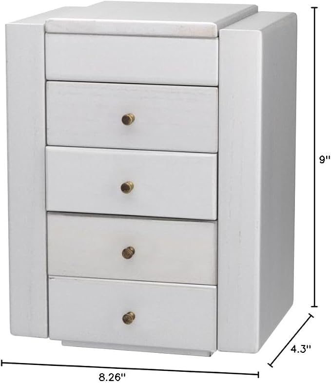 Meangood Jewelry Box Wood for Wowen, 5-Layer Large Organizer Box with Mirror & 4 Drawers for Rings, Earrings, Necklaces, White - Image 8