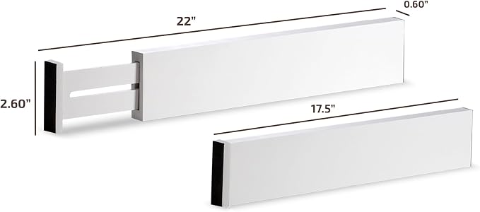 6-Pack Drawer Dividers - 2.6 Inches High, Adjustable 16 to 22 Inches Bamboo Drawer Organizer, Large Expandable Separator for Clothes, Dresser, Bedroom, Bathroom, Baby, Office, Kitchen Utensils, White - Image 8