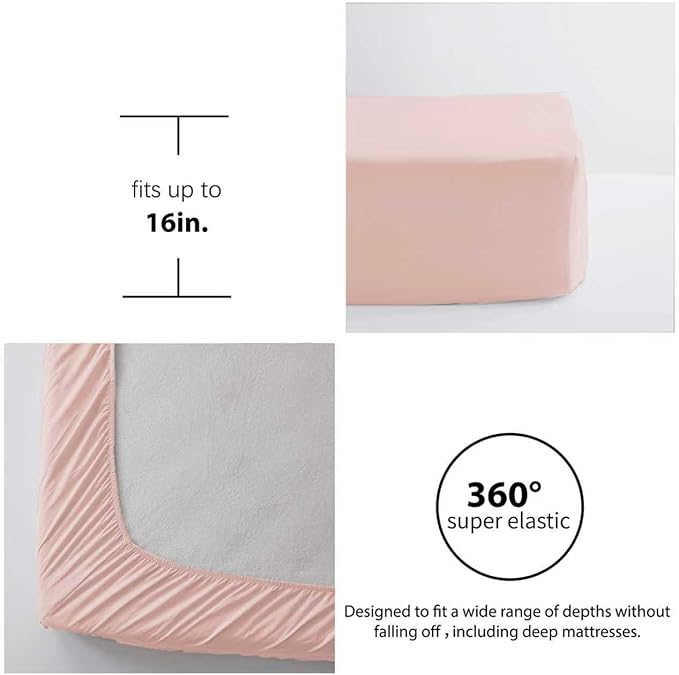 Zzlpp Full Comforter Set 7 Pieces, Pink Seersucker Bed in a Bag with Comforter and Sheets, All Season Bedding Sets with 1 Comforter, 2 Pillow Shams, 2 Pillowcases, 1 Flat Sheet, 1 Fitted Sheet