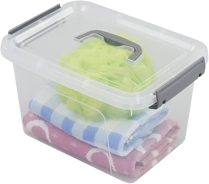 Bringer 6-Pack 5 L Clear Plastic Storage Box, Small Storage Latch Bin
