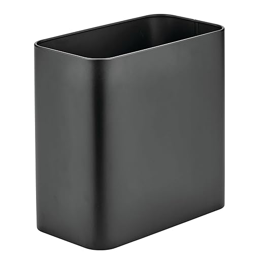 mDesign Small Metal 2.4 Gallon/9 Liter Trash Can Wastebasket Garbage Bin for Bathroom, Slim Rubbish Waste Bin Trashcans - Mirri Collection - Black by mDesign