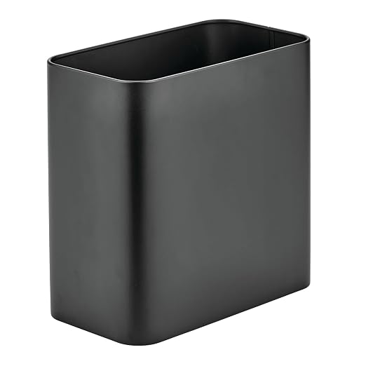 mDesign Small Metal 2.4 Gallon/9 Liter Trash Can Wastebasket Garbage Bin for Bathroom, Slim Rubbish Waste Bin Trashcans - Mirri Collection - Black - Image 5