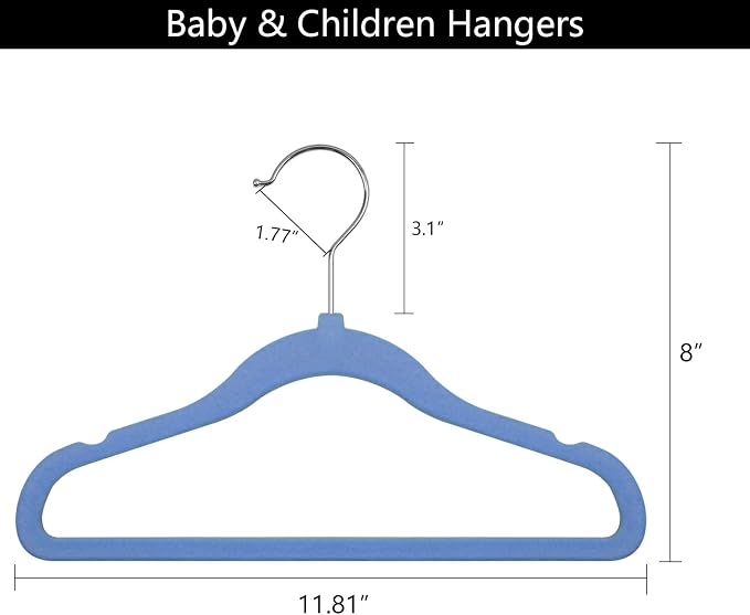 GoodtoU Velvet Baby Hangers for Clothes, Blue Velvet Hangers 50 Pack for Infant, Kids Hanger for Closet - Image 2