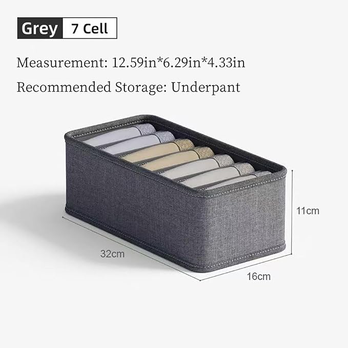 3 Pack Closet Underwear Organizer Storage Box, Drawer Fabric Foldable Cabinet Closet Storage Boxes for Storing Socks, Underwear, Ties, Belts (Dark Grey) - Image 4