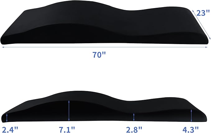 HOMBYS Ergonomic Curvy Foam Massage Bed Mattress Topper, 70" x 23", Black