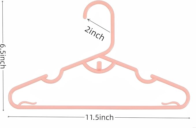 60pcs Pink Baby Nursery Closet Hangers,Non-Slip Laundry Infant Pant Hanger for Newborn Clothes,Stackable Hangers,Save Space Ultra-Thin Child Coat Hanger for Girl Boy Toddler Kids - Image 3