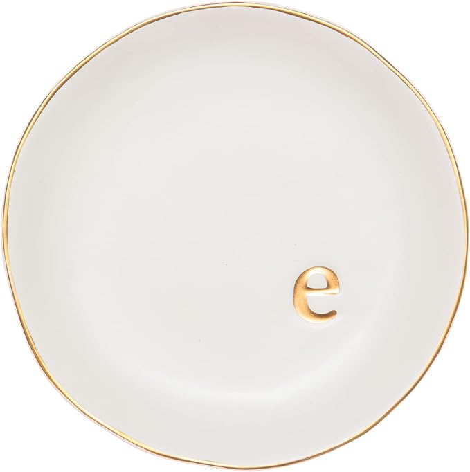 COLLECTIVE HOME - Ceramic Jewelry Tray, Decorative Trinket Dish for Rings Earrings Necklaces Bracelet Watch Keys, Birthday Mother's Day Christmas Gift for Women, 4.75", White Surface (E) by COLLECTIVEHOME