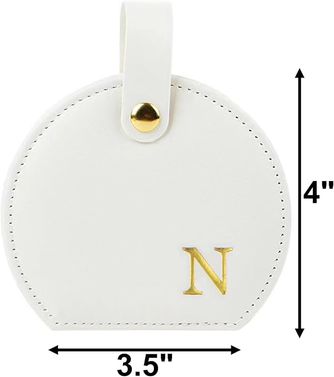 Travel Jewelry Case,Personalized Jewelry Box,Elegant Half-Moon Design with Personalized Golden Initial Case,Personalized Gifts for Women,Jewelry organizer;Personalized Gifts for Women or Friends(N) - Image 2