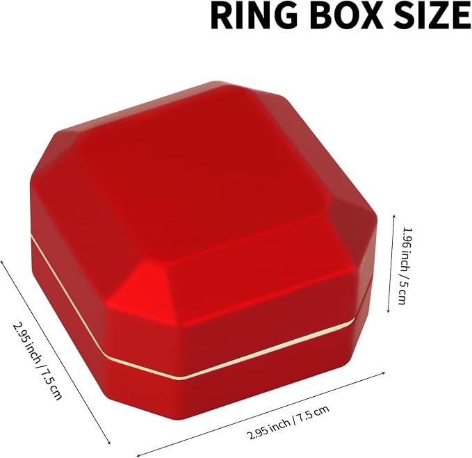 Luxury LED Jewelry Earring Pendant Stud Box, Velvet Earring Necklace Gift Box Storage Case Organizer Holder for Proposal Engagement Wedding Anniversary Birthday Ceremony (Red) - Image 2