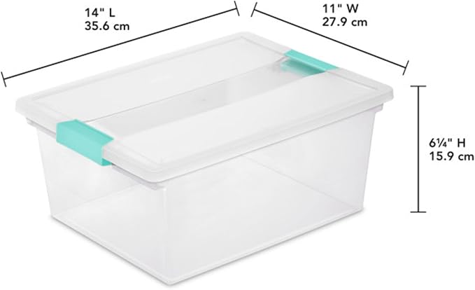Sterilite 4-Pack Clip Box, Stackable Clear Plastic Bins with Latching Lids, Deep - Writing, Arts or Crafts Supplies Storage Containers for Home, Office, Classroom and Workshop Organization - Image 3