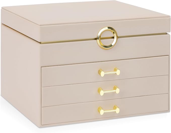 Jewelry Box Organizer for Women Girls, 4-Layer Large Jewelry boxes with 3 Drawers Jewelry Storage Case for Earrings Bracelets Necklaces - Image 5