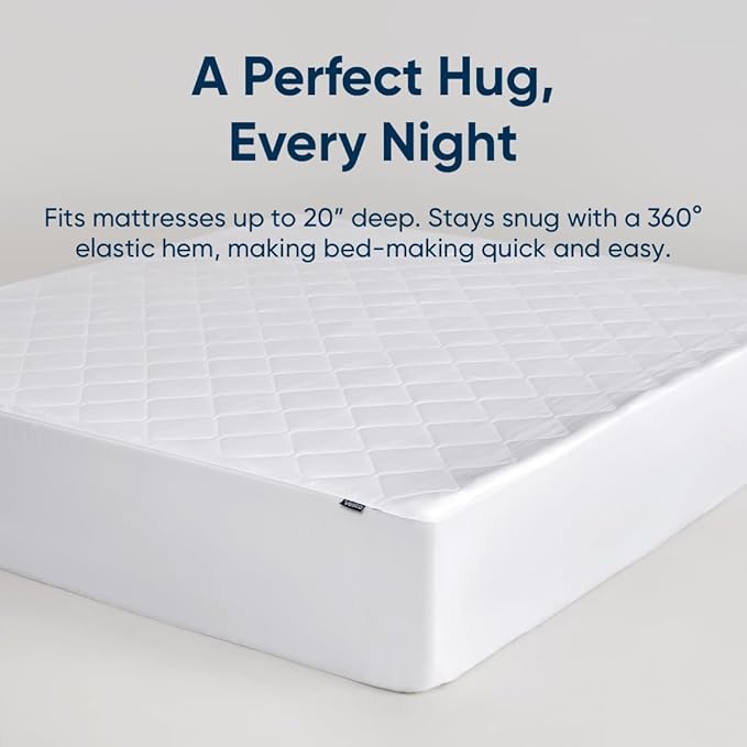 Vesta Bamboo Cooling Mattress Pad, Added Cushioning, Washable Fitted Mattress Protector, Enhanced Breathability, Noiseless Design (Bamboo Mattress Cover, King/Cali King)
