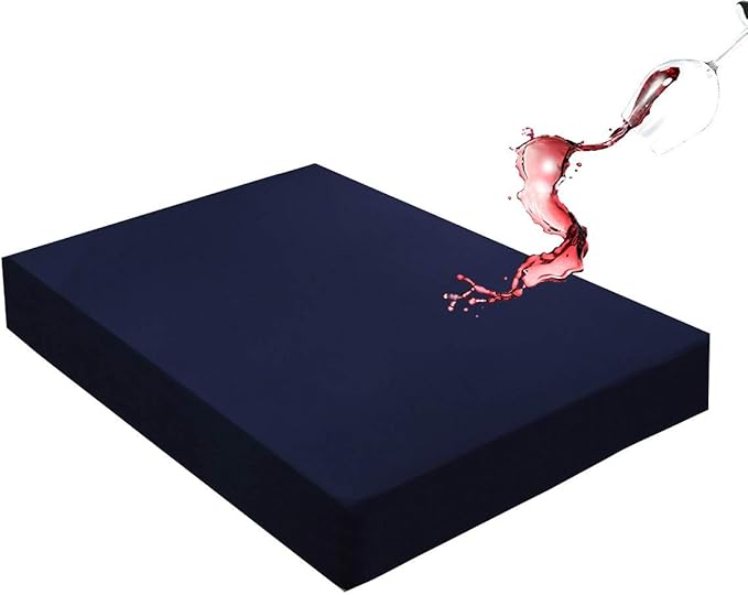 Mecerock 6 Colors Navy Blue Queen Size Waterproof Mattress Protector Washable Mattress Cover Fitted to 18" Deep