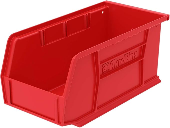 Akro-Mils 30230 AkroBins Plastic Storage Bins, Space-Saving Stackable Bins for Garage, Pantry, Craft Organization, 11" x 5" x 5", Red, 12-Pack - Image 12