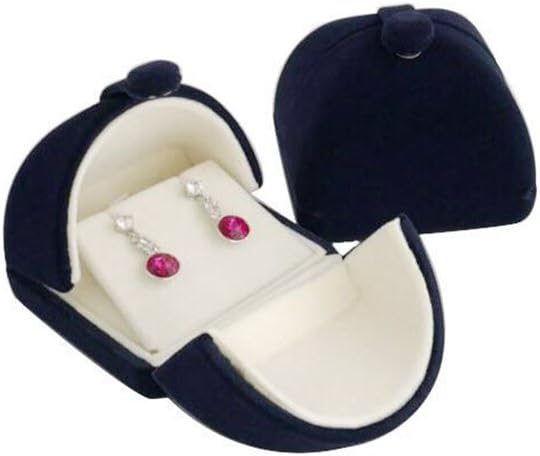 Navy Blue Velvet Premium Grade Jewelry Box for Earrings Necklace Double Layer Modern Unique Design Packaging Gift for Her (Jewelry is not included) - Image 4