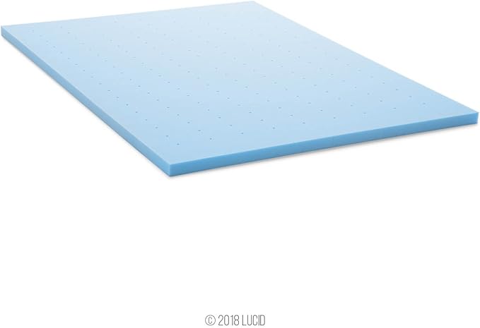 Lucid 2 Inch Memory Foam Mattress Topper, California King Size – Cooling Gel Bed Topper – Pressure-Relieving Plush Feel – Ventilated Breathable Design – CertiPur Certified - Dorm Essentials