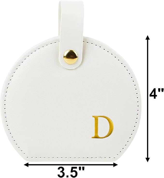 Travel Jewelry Case,Personalized Jewelry Box,Elegant Half-Moon Design with Personalized Golden Initial Case,Personalized Gifts for Women,Jewelry organizer;Personalized Gifts for Women or Friends(D) - Image 2