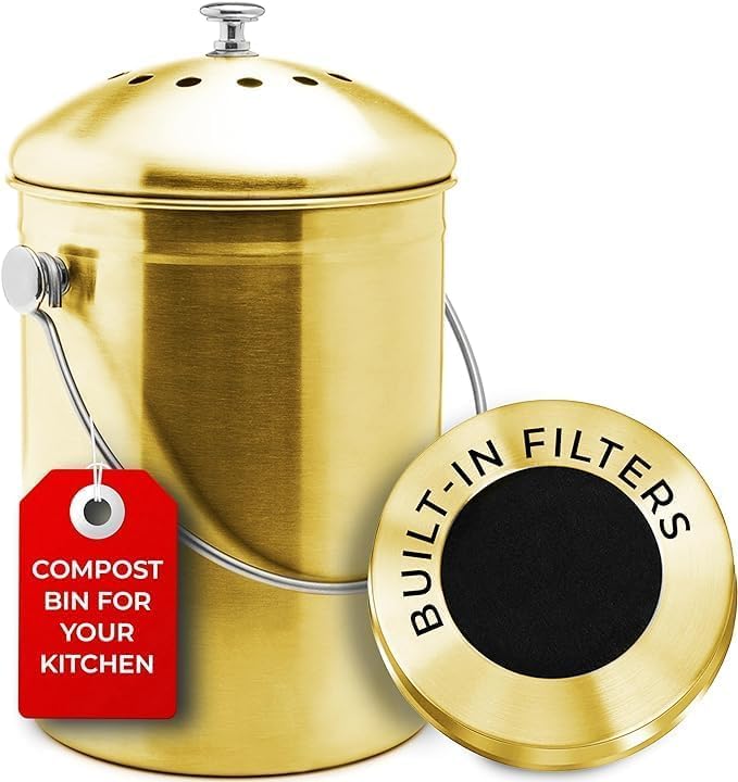 EPICA Countertop Compost Bin Kitchen | 1.3 Gallon | Odorless Composting Bin with Carbon Filters | Indoor Compost Bin with Lid | Stainless Steel Kitchen Composter for Food Scraps & Waste Recycling - Image 2