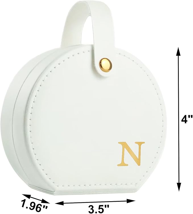 Travel Jewelry Case, Elegant Half-Moon Design with Golden Accents, Detachable Handle, White Personalized Accessory Organizer, Fashion-Forward Gift for Women and Teens(N) - Image 3