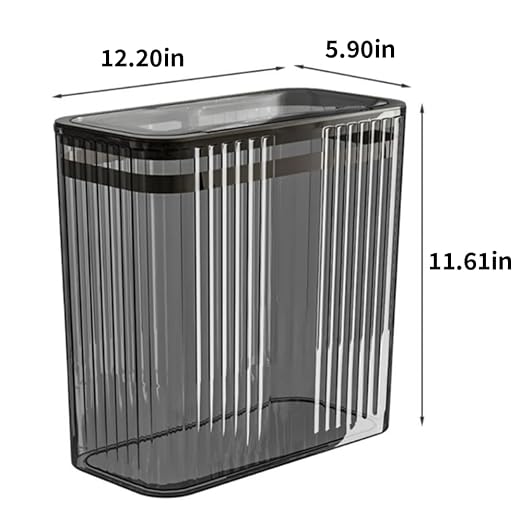 Transparent Trash Can, Bathroom Trash Cans with Lids, 3.5 Gallon Garbage Can for Bedroom, Office, Plastic Slim Waste Basket with Press Top Lid, 15L Clear Trash Bin for Home, Kitchen (Gray) - Image 2