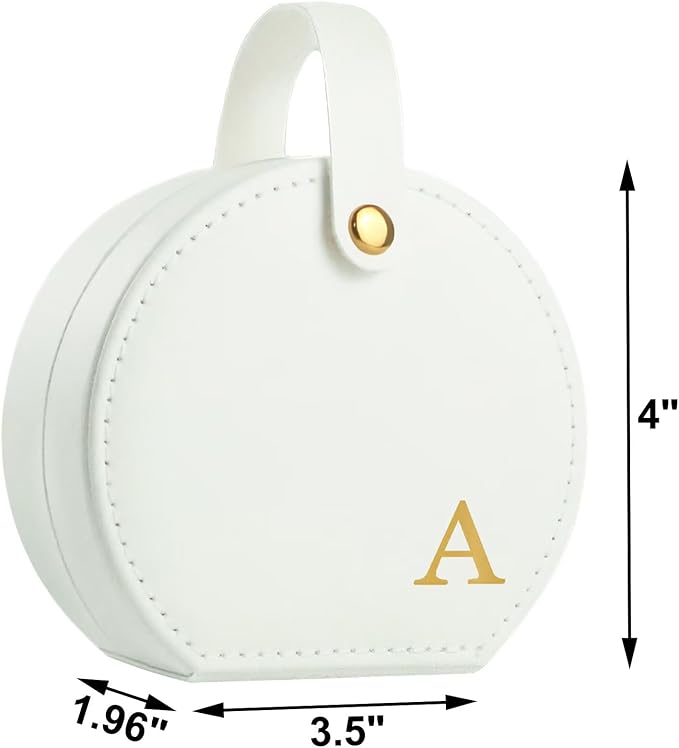 Travel Jewelry Case, Elegant Half-Moon Design with Golden Accents, Detachable Handle, White Personalized Accessory Organizer, Fashion-Forward Gift for Women and Teens(A) - Image 3