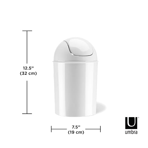 Umbra Mini 1-1/2-Gallon Swing-Top Waste Can, White - Image 6
