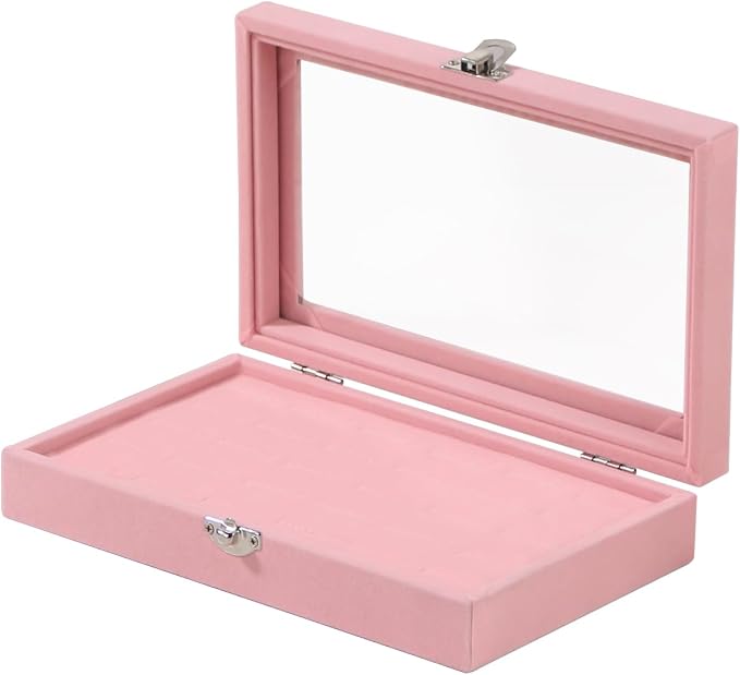 Travel Jewelry Box,Small Jewelry Case,Rings Earrings Cufflinks Organizer for Girls (Pink, Ring Box) - Image 3