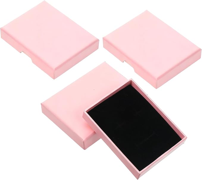 3 Pack Small Jewelry Gift Box, Necklace Bracelet Earring Cardboard Organizer, Cardboard Jewellery Box with Lids, Square Jewellery Gift Boxes for Birthday Xmas Christmas Wrapping (Light Pink) by Unknown
