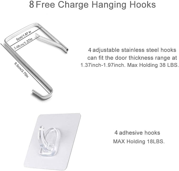 XL Hanging Hamper, Over The Door Hamper with Free Hanging Hooks, Space Saving Over Door Laundry Bag and Laundry Basket for Storage, 2 Pack, (36x22Inch Pop Heather Grey) - Image 9