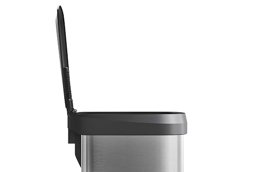 Garvee 13 gal / 50 L Stainless Steel Trash Can with Lid, Large Garbage Can for Kitchen, Rustproof Step-on Kitchen Metal Trash Bin with Liner Rim, Rear Handle, Soft Close Plastic Lid, Silver - Image 4