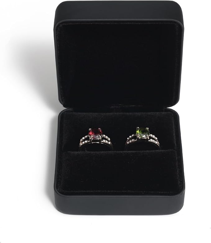 Velvet Ring Gift Box, Small Jewelry Earring Studs Holder Case for Wedding Day, Proposal, Engagement, Anniversary, Ring Display Storage Box for Women Girl (Black S) - Image 3