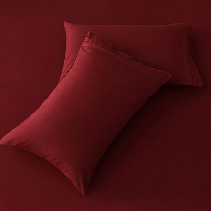 SONORO KATE Bed Sheet Set Super Soft Microfiber 1800 Thread Count Luxury Egyptian Sheets 16-Inch Deep Pocket，Wrinkle and Hypoallergenic-4 Piece (Burgundy, King)