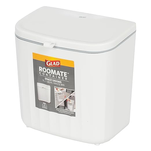 Glad Roomate Under Counter Waste Bin | Space Saving Small Trash Can for Kitchen Cabinet, Bathroom or Office | Dual Lid for Ease of Opening, 7 Liter, White - Image 7