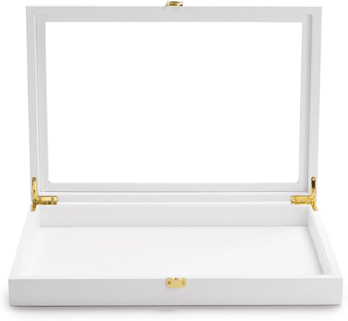 Oirlv White Jewelry Organizer Tray with Acrylic Lid Premium Leather Jewelry Box with Transparent Lid Drawer Insert Big Necklace Display Case(Flat Tray) by Oirlv