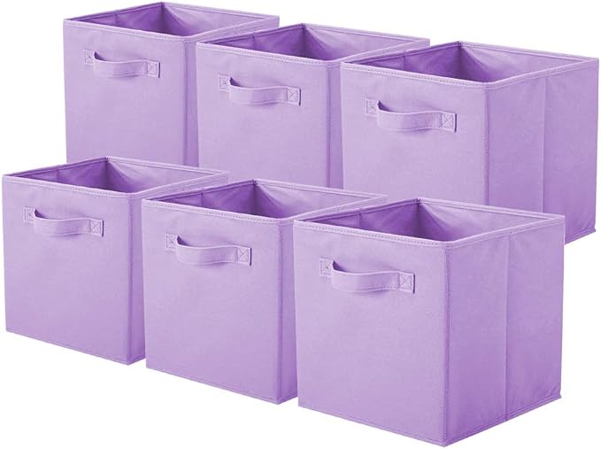 ShellKingdom Storage Bins, Foldable Fabric Storage Cubes And Cloth Storage Organizer Drawer For Closet And Toys Storage, 6 Pack (Lavender) by ShellKingdom