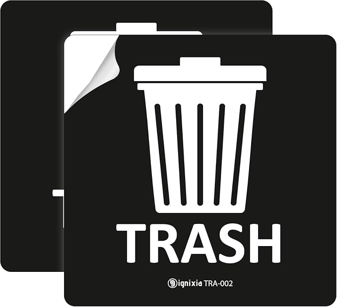 IGNIXIA Pack of 02 Recycle Sign Decals self Adhesive - Recycling Stickers 5 x 5 Inches Recycle and Trash Sticker for Trash can with Over Lamination- Recycle Labels (Black, 5 X 5 Inches) by IGNIXIA