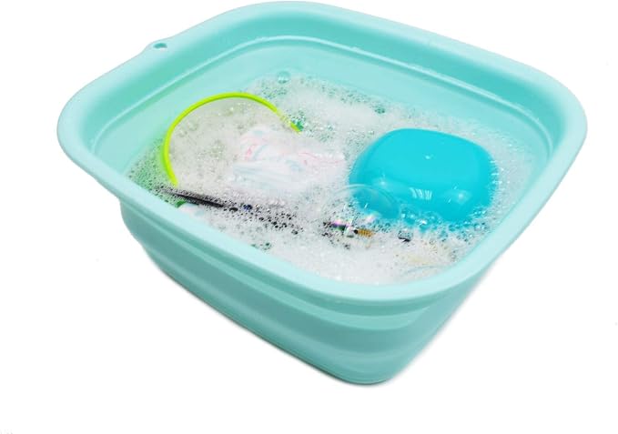SAMMART 7.7L (2 Gallon) Collapsible Tub - Foldable Dish Tub - Portable Washing Basin - Space Saving Plastic Washtub (Lake Green, S) - Image 6