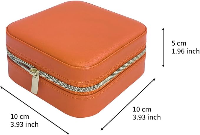 TRODANCE Jewelry Travel Case with Mirror,Small Travel Jewelry Organizer, Portable Jewelry Box Travel Mini Organizer Portable Display Storage Box for Rings Earrings Necklaces (Orange) - Image 3