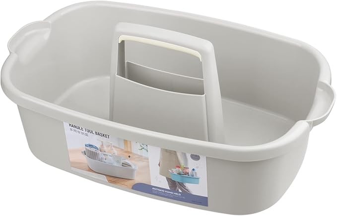JiatuA Large Cleaning Supplies Caddy Portable Shower Basket Supply Organizer with Handle Plastic Bucket Tool Storage for Bathroom, Bedroom, Kitchen, College Dorm, Garden, Light Gray 2 Pack - Image 4