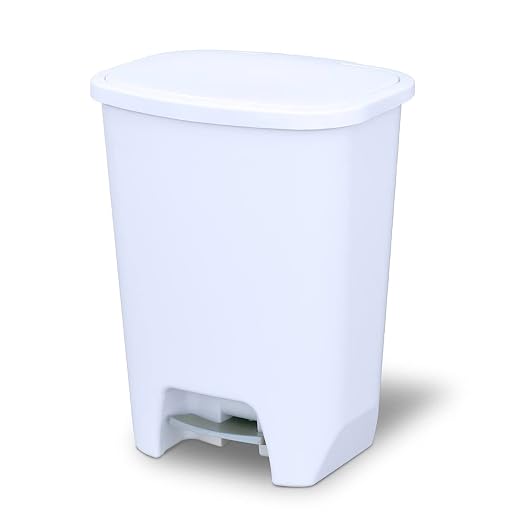 Glad Kitchen Trash Can 20 Gallon | Large Plastic Waste Bin with Odor Protection of Lid | Hands Free with Step On Foot Pedal and Garbage Bag Rings, 20 Gallon, White by GladTrashFoodStorage