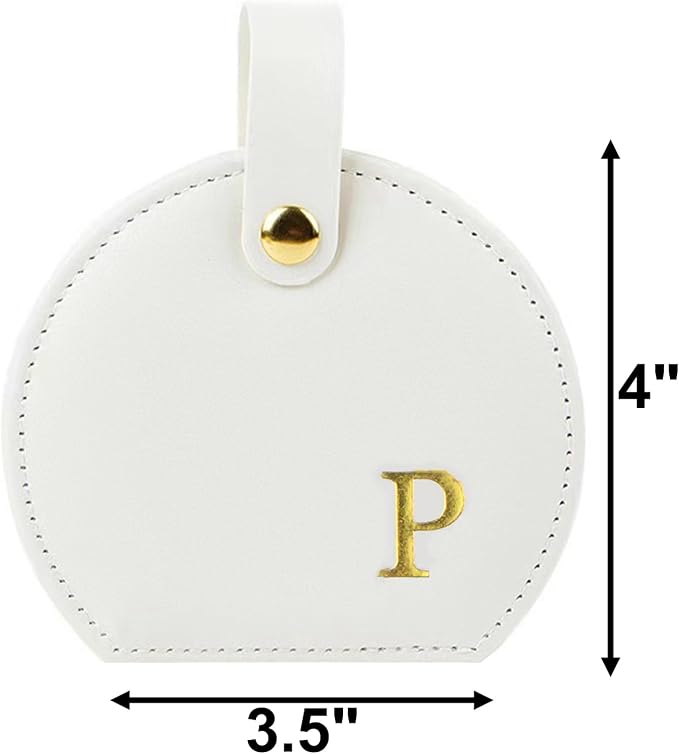 Travel Jewelry Case,Personalized Jewelry Box,Elegant Half-Moon Design with Personalized Golden Initial Case,Personalized Gifts for Women,Jewelry organizer;Personalized Gifts for Women or Friends(P) - Image 2