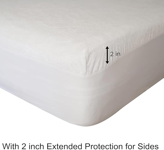 Kingnex Waterproof Partial Split Top Cal King Mattress Protector for Adjustable Bed with 36-39" Upper Flex Head Noiseless Soft Bamboo Viscose Terry Fitted Mattress Cover