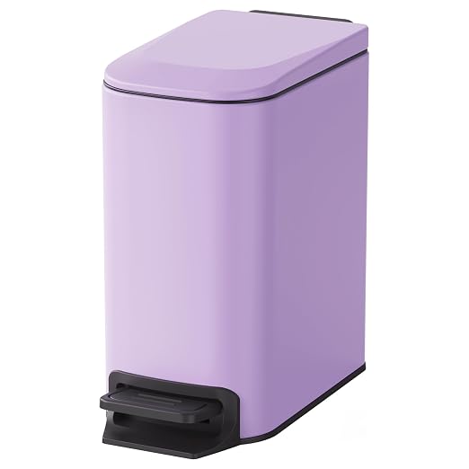Cesun Small Bathroom Trash Can with Lid Soft Close, Step Pedal, 6 Liter / 1.6 Gallon Stainless Steel Garbage Can with Removable Inner Bucket, Anti-Fingerprint Finish (Purple) by Cesun