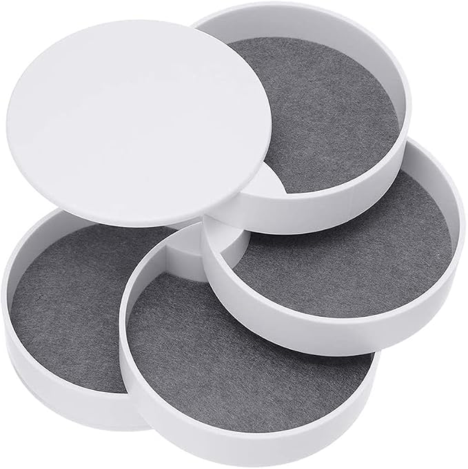Jewelry Organizer Small Jewelry Storage Box 4-Layer Rotating Travel Jewelry Tray Holder for Women Bracelets Rings Bracelets Earrings (White) by Ldirect