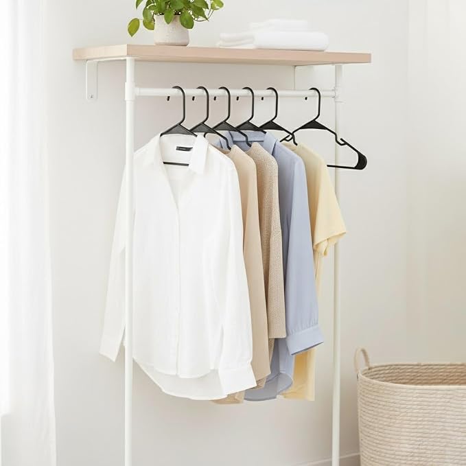 Utopia Home Plastic Hangers 50 Pack, Space-Saving Clothes Hangers with Non-Slip Shoulder Grooves for Strappy Clothes, Ideal for Home Closet Organization and Warddrobe Solutions (Black) - Image 6
