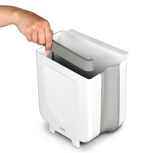 Glad Roomate Collapsible Waste Bin | Compact Travel Trash Can with Space-Saving Expandable Design | Indoor and Outdoor Disposal Basket, 2 Gallon, White - Image 6